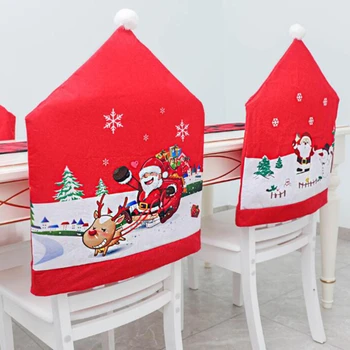 Vianočné Vytlačené Stoličky Kryt Santa Módne Dovolenku Party Dekorácie Jedálenské Stoličky Prípade Domov Vianoce Príslušenstvo