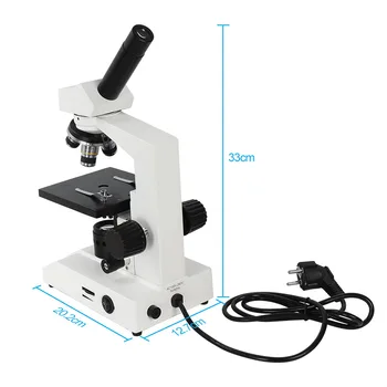 Profesionálne Monokulárne Biologický Mikroskop 40-400X Hrubé/Jemné Zamerané Gombík Dimmerable Spodnej LED Veda Lab Mikroskopom