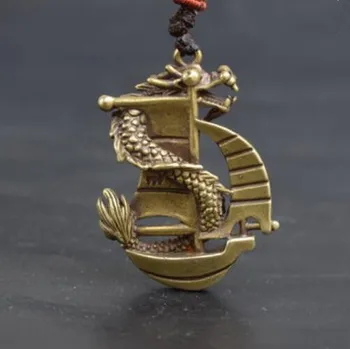 Čína zber archaize mosadz dračie lode Malý prívesok