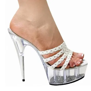 BBZAI Nový vzor Žena papuče kvalitné topánky žena, 15 CM veľkosť Papuče topánky Tenké Podpätky Fashion Show Pohodlné 34-46