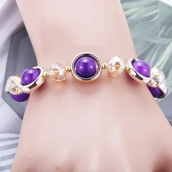 Nový módny Prírodný kameň jednofarebné sklenené guľôčky Drop Prívesok Korálkový náramok Kúzlo boho šperky, náramky dámske šperky