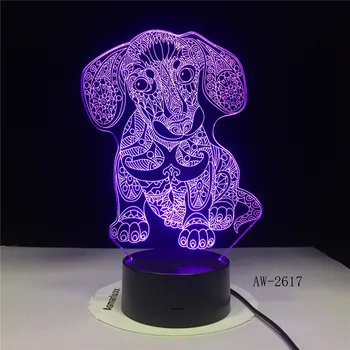 3D LED Nočného Buldog, Pudel Jack Russell Teriér Rotvajler Afganský Chrt Basetových Kopov Dobermann Labrador Retriever AW-2617