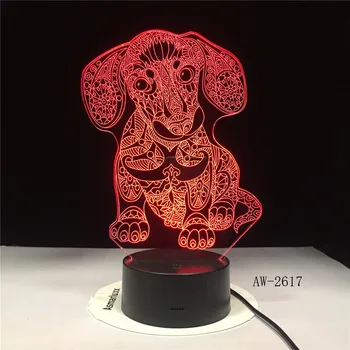 3D LED Nočného Buldog, Pudel Jack Russell Teriér Rotvajler Afganský Chrt Basetových Kopov Dobermann Labrador Retriever AW-2617