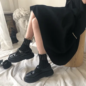 Hip Hop Strapec Ponožky Ženy Cool Čierne Ponožky Dievčatá Pružných Dutých Dlhé Ponožky Žena Streetwear calcetines