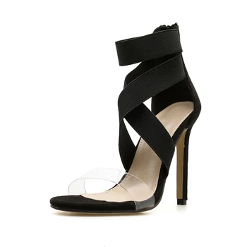 11.5 cm Vysoké Podpätky Sandalias Sexy Topánky 2020 Ženy Sandále Otvorené Prst Stiletto Sandále Gladiator Letná Party Strečové Tkaniny Sandál