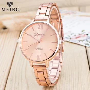 MEIBO Značky Ženy Hodinky Módne náramkové hodinky 2017 Nové Ženeve Dámske Elegantné Hodinky plné Nehrdzavejúcej Ocele Sledovať Mužov Quartz Montre