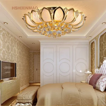 Zlato roundles hojnosť obývacia izba LED crystal stropné lampy, spálňa lampa luxusnej atmosfére Lotus Reštaurácia AC110-240V