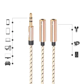 Slúchadlá Rozdeľovač Audio Kábel 3,5 mm Mužov a 2 Ženy Jack 3,5 mm Slúchadlá Adaptér Aux Kábel pre iPhone Samsung MP3 Prehrávač
