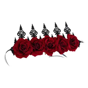 Vintage Červená Ruža Kráľovná Vlasy Kapely Halloween, Vianočné Gule Strany Hostiteľskej Vlasy Príslušenstvo Pre Módne Dámy