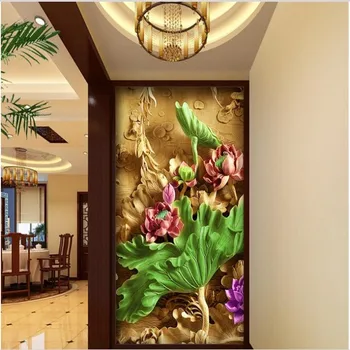 Wellyu Prispôsobené veľké nástenné maľby boutique 3D stereo lotus veranda, TV joj, dekorácie na stenu, tapety na steny, 3 d