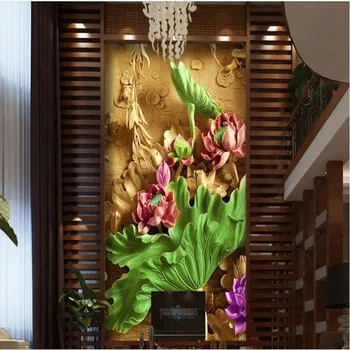 Wellyu Prispôsobené veľké nástenné maľby boutique 3D stereo lotus veranda, TV joj, dekorácie na stenu, tapety na steny, 3 d