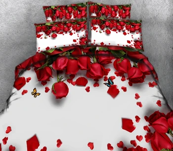 Svadobné posteľná bielizeň Twin set Plný kráľ, Kráľovná California king 3D bedsheet posteľ Obliečky kryt obliečka na Vankúš parure de lit adulte Posteľná Bielizeň