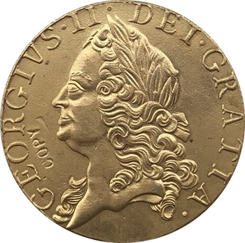 24 K zlatom 1759 Spojené Kráľovstvo 1 Guinea - George II mince kópia