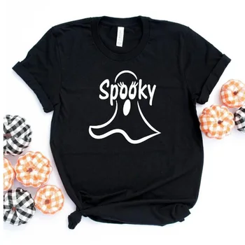 Tričko Halloween Žena Tričko New Ženy T-shirt Módne List Strašidelné Vytlačené Krátky Rukáv Topy Tlač Grafické Tees