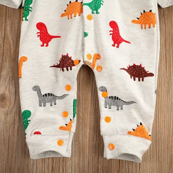 Novonarodené dieťa, chlapec, dievča cartoon dinosaura romper dlhý rukáv pohodlná mikina s kapucňou jumpsuit 2020 nové dojčenské oblečenie