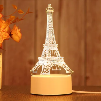 Hot Predaj Akryl-Kreatívne 3D Stereo Svetlo Tvorivé Plug-in Led Teplé Svetlo Nočné Svetlo Domov a Stolové Dekoratívne Lampy