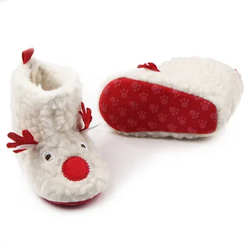 Zimné Dieťa Prvý Chodci Vianočné Jeleň Detská Obuv, Teplé Roztomilý Batoľa Non-slip Topánky