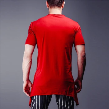 Pánske Cross-Krátke rukávy T-shirt s nepravidelným lem Muž kolo golier lete Pevné Hip Hop Oblečenie Tee Topy Lumbálna Tričko Muž