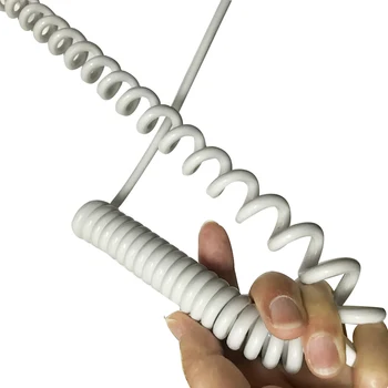 Biela Drôtu Špirály 1.5 Námestie PU 3core Zdvíhateľnej kábel Elektrický Kábel Úsek 1m 2m 3m Vlasy Hryer Drôtov Dobrú škálovateľnosť