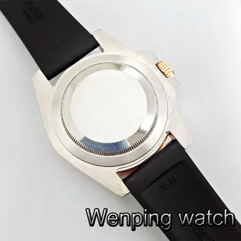 40 mm, sterilné black dial zlaté GMT keramická fazeta zafírové sklo automatické gumy popruh top mens mechanické hodinky