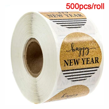 500PCS/roll Šťastný Nový Rok Nálepky Tesnenia Štítky, Darčekové Obálky Dekorácie