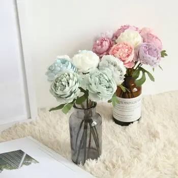 Svadobné Biele, Ružové A Hodváb Plastové Malé Umelé Kvety, Domáce Dekorácie Falošné Rastliny Malé Ruže Pobočky Garden Party Domova
