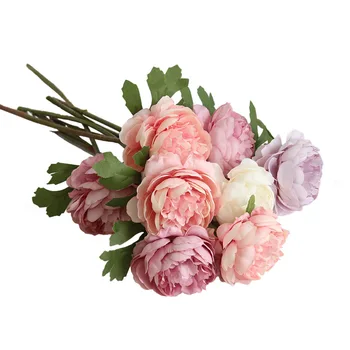 Svadobné Biele, Ružové A Hodváb Plastové Malé Umelé Kvety, Domáce Dekorácie Falošné Rastliny Malé Ruže Pobočky Garden Party Domova