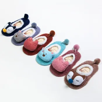3D animovaný Baby Ponožky Jeseň Zima Deti Bavlnená Zmes Teplé Froté Ponožky Novorodenca Chlapci Dievčatá Proti Sklzu Poschodí Ponožky pre 0-5 rok