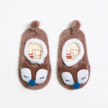 3D animovaný Baby Ponožky Jeseň Zima Deti Bavlnená Zmes Teplé Froté Ponožky Novorodenca Chlapci Dievčatá Proti Sklzu Poschodí Ponožky pre 0-5 rok