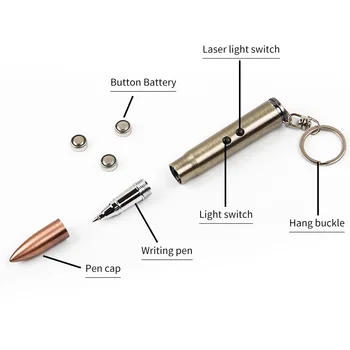 Vonkajšie Multifunkčné Bullet v Tvare Pera Prežitie LED Osvetlenie+Infračervené Svetlo+guličkové Pero+Krúžok sebaobrany Camping Kit Keychain