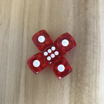 Nové 10Pcs/Veľa Kvalitných 12mm Akryl Transparentný Červené Kocky Bieleho Bodu Kocky Hexahedron Filé Zábava Bar KTV Dice Set