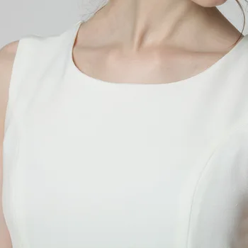 2020 Lete Sexy Strany Úradu Práce Šaty High-End dámske bez Rukávov O Krk Elegantné Šaty Biele Vestidos Vintage Obväz Šaty