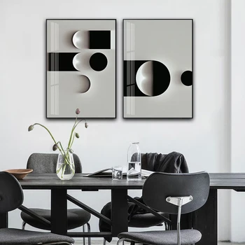 Maliarske plátno, Čierne a Biele Abstraktné Umenie Plagátu 3D Geometrické Štvorcov Moderný Minimalistický Domáce Dekorácie na Stenu Umelecké Obrazy