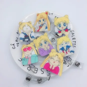 1pcs Roztomilý Sailor Moon Zdvíhateľnej Odznak Cievky Študent Výstava ID Názov Karty Odznak Držiteľ Kancelárske potreby