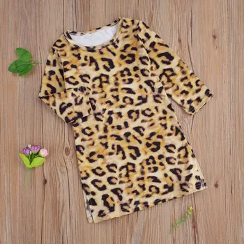 Ma&Baby 6M-5Y Jar Jeseň Batoľa, Dieťa Dieťa Dieťa Dievčatá Leopard Šaty Pre Dievčatá Dlhý Rukáv Rovné Šaty, Šaty, Kostýmy