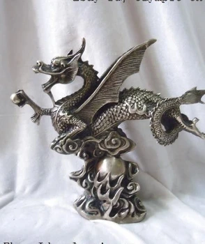 Čína, Tibet striebra, vyrezávané rýchlo dragon hrať guľôčky Súsošie, socha