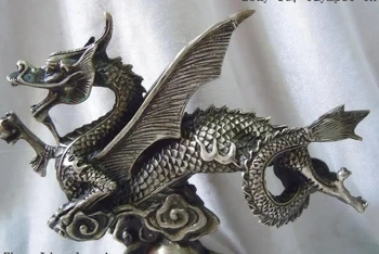 Čína, Tibet striebra, vyrezávané rýchlo dragon hrať guľôčky Súsošie, socha