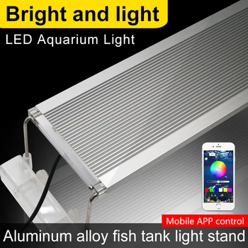 30-50 CM LED Akvárium Lampa Ryby Svetlo Pre Akvarijné Osvetlenie Led diódami RGB Morské Ryby Akvarijné Svetlo Držiak S Stmievač Radič