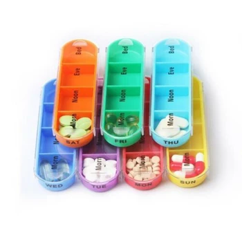 BPA-Free Pilulku Organizátor Box Týždenný Prípade Ľahko Skĺznuť Odolné Kožené Puzdro MYDING