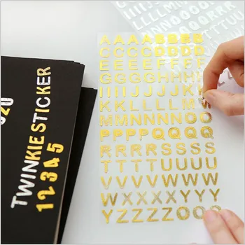 1sheet/pack Čísla nálepky DIY Samoopaľovacie strieborné písmo anglickej abecedy nálepky vzdelávania DIY zápisník