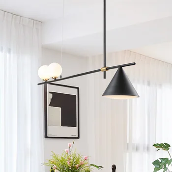 Jednoduché, Nordic Štýl Dizajnér Black Luster Modernej Reštaurácie Jedálenský Stôl Luster Osvetlenie LED LOFT Dekoratívne Osvetlenie AC