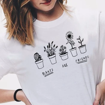 VEGÁNSKA Roztomilý Rastliny Sú Priatelia T Shirt Top Ženy Lumbálna Tumblr Zábavné, Roztomilé Pohode Kawaii Oblečenie Letné Tričká Krátky Rukáv