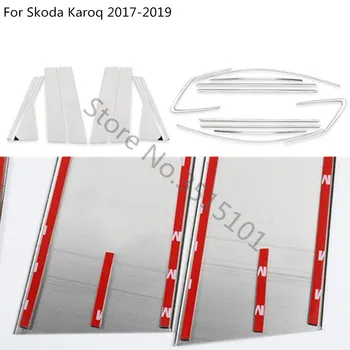 Auto orgán tvarovania účesu stick nehrdzavejúcej ocele okno obloha pilier okno stredný pás výbava Pre Škoda Karoq 2017 2018 2019 2020