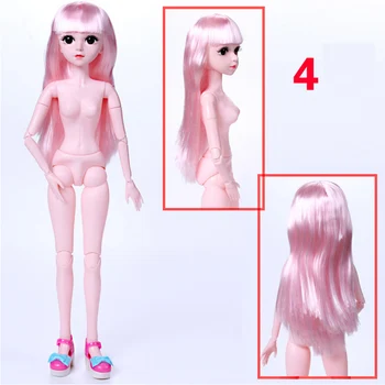 60 cm Bábiku Ženská Postava Telo Nahé Telo Ružové Zelené Vlasy 18 Pohyblivé Kĺby, Biela Koža Princezná Bábika DIY Darčeky Pre Dievčatá
