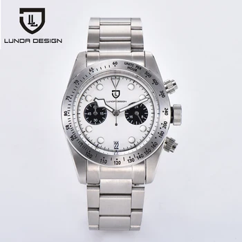 LUNDA Dizajn pánske Hodinky Biwan marina chronograf, dátum Sapphire Zrkadlo Náramkové hodinky automatické mechanické hodinky oceľ náramok 316L