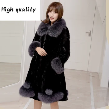 Kabát Noriek Skutočné Ženské Luxusné Prírodné kožuchy Zimná Bunda kórejský Dlhé Bundy pre Ženy Oblečenie 2020 MY4100