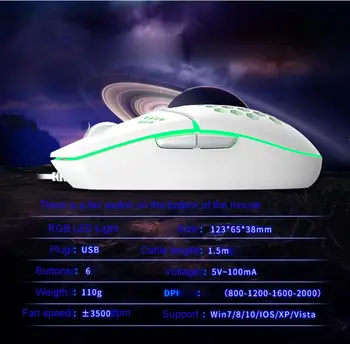 2000DPI RGB LED Herné Drôtová Myš USB Ventilátor Ľahký Honeycomb Duté-out Myší