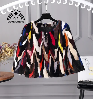 Nové originálne skutočný prírodný noriek kožušinový kabát dámskej módy krátke štýl, farby-úplné multi-farebné Luxusné Zimné Bundy