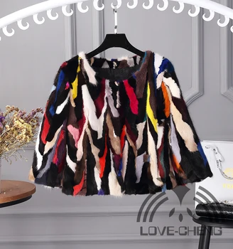 Nové originálne skutočný prírodný noriek kožušinový kabát dámskej módy krátke štýl, farby-úplné multi-farebné Luxusné Zimné Bundy
