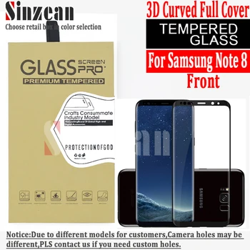 Sinzean 50pcs/veľa Pre Samsung galaxy note 8 /Poznámka 9 3D full pokryté Tvrdeného Skla screen protector 3D zakrivené sklo edge (lepidlo)